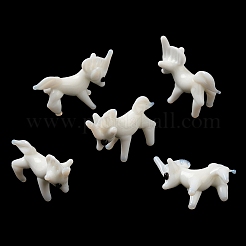 手作りのランプワークの家の装飾  ギフト用の3D馬の装飾品.  ホワイト  35~36x13x24~25mm&nbsp;LAMP-K039-03