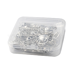 48個8スタイルチベットスタイルアロイペンダント  キッチン用品ペンダント  混合図形  アンティークシルバー  25x3x2mm  6個/スタイル&nbsp;TIBEP-FS0001-13