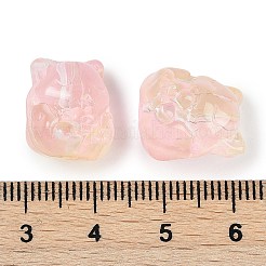 透明スプレーペイントガラスビーズ  キツネ  パールピンク  15x14x13.5mm  穴：1.2mm&nbsp;X1-GLAA-H035-01B
