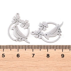 304ステンレスペンダント  オウムのチャーム  ステンレス鋼色  23x16x1mm  穴：1mm&nbsp;STAS-E521-07P-04