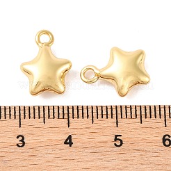 ラックメッキ真鍮チャーム  長持ちメッキ  スター  18KGP本金メッキ  14x11x5mm  穴：1.8mm&nbsp;KK-H486-18G