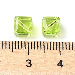 ガラス k9 ガラス  模造オーストリアクリスタルビーズ  多面カット  正方形  芝生の緑  6x6x6mm  穴：1mm&nbsp;GLAA-H024-14A-11