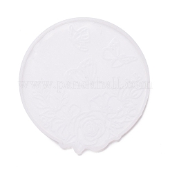 Flat Round with Flower & Butterfly Cup Mat Silicone Molds&nbsp;DIY-M034-29