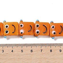 手作りランプワークビーズ連売り  ロボット  オレンジ  16x19.5x9.5mm  穴：1.8mm  約30個/連  18.90''（48センチメートル）&nbsp;LAMP-Q036-07D