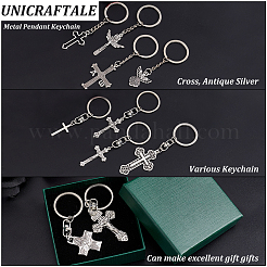 10Pcs 10 Style Metal Pendant Keychain&nbsp;KEYC-UN0001-10