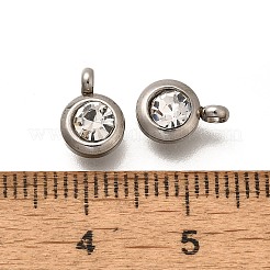 ステンレススチールチャーム201個  クリスタルラインストーン付き  フラットラウンド  9.5x6.5x4mm  穴：1.8mm&nbsp;STAS-F311-06P-06
