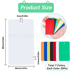 140個 7色 プラスチック製 大きなペンダント  長方形  ミックスカラー  90x50x0.4mm  穴：4mm  20個/カラー&nbsp;KY-SP0001-20B