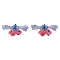 プラスチックチャーム  葉  鮭色  17x33x3mm  穴：1mm&nbsp;KY-N015-153