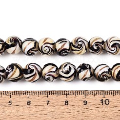 手作りゴールドパウダー入りランプワークビーズ  ラウンド  アンティークホワイト  10mm  穴：1.4mm  約50個/連&nbsp;LAMP-T024-11A