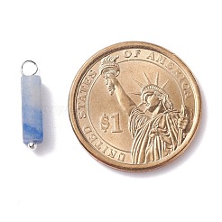 混合天然石ペンダント  プラチナトーンの銅ループ付き  長方形チャーム  18.5~20x4~5x4~5mm  穴：2.5~3.5mm&nbsp;PALLOY-JF01228