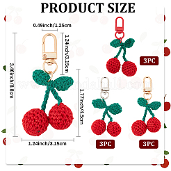 6Pcs 3 Colors Cherry Wool Knitting Pendant Decorations&nbsp;HJEW-CP0001-20