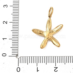 304ステンレスペンダント  海洋動物シリーズ  ゴールドカラー  ヒトデ  20x16.5x2.5mm  穴：4mm&nbsp;STAS-G391-01G-04