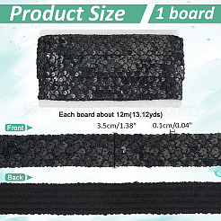 プラスチックスパンコールビーズ  スパンコールビーズ  装飾アクセサリー  5列パレットロール  フラット  ブラック  35x1mm  12m /板&nbsp;OCOR-WH0003-026C