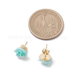プラスチックスタッドピアス  花  304ステンレススチールスタッドピアス金具付き  ミックスカラー  9x11.5mm&nbsp;EJEW-JE06899