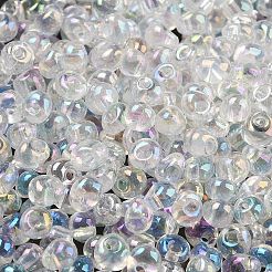 内側の色のフリンジガラスシードビーズ6/0個  ティアドロップ  クリアAB  4.5~5x3.5~4x4~5mm  穴：1mm  約4000個/ポンド&nbsp;SEED-A034-03K