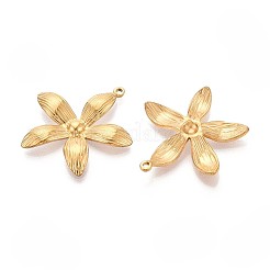 304ステンレスペンダント  花のチャーム  イオンプレーティング（ip）  18KGP本金メッキ  30x29.5x4mm  穴：1.4mm&nbsp;STAS-N111-22G