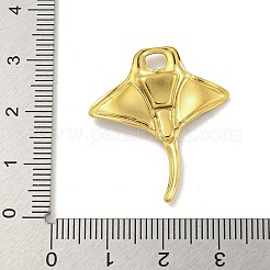 イオンプレーティング（IP）304ステンレススチールパヴェパウアシェルペンダント  魚のチャーム  18KGP本金メッキ  29x26x2.5mm  穴：4x3.5mm&nbsp;X-STAS-S146-13G