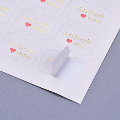 バレンタインデーのシールシール  ラベル貼付絵ステッカー  ギフト包装用  愛を込めて手作りという言葉の長方形  ホワイト  20x30mm&nbsp;DIY-I018-07A
