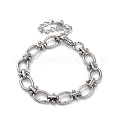 304ステンレススチールアズキチェーンブレスレット  女性のためのジュエリー  ステンレス鋼色  6-1/4インチ（16cm）&nbsp;BJEW-K265-04P
