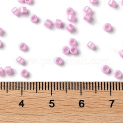 焼付塗装ガラスシードビーズ  シリンダー  パールピンク  2.5x2mm  穴：1.4mm  約5039個/50g&nbsp;X-SEED-S042-15A-04