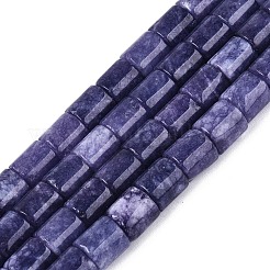 染め加工天然石ホワイトジェイドビーズ連売り  コラム  ダークスレートブルー  8x8~8.5mm  穴：0.8~1mm  約45個/連  14.76~14.96インチ（37.5~38cm）&nbsp;G-Q606-02A-01