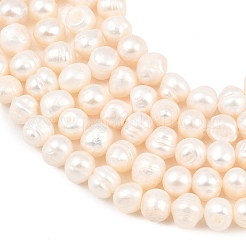 天然養殖淡水パールビーズ連売り  ポテト  グレードa ++  ベージュ  7~8mm  穴：0.5mm  約51個/連  13.50''（34.3cm）〜13.66''（34.7cm）&nbsp;PEAR-D003-01C-04