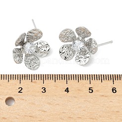 Flower Brass Micro Pave Cubic Zirconia Stud Earring Findings&nbsp;LS-KK-M326-08P