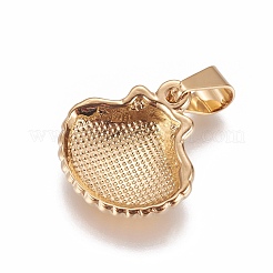 304ステンレスペンダント  シェル  ゴールドカラー  21.3x20x6mm  穴：9x4.3mm&nbsp;STAS-L222-08G