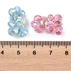 40個8色透明アクリルパーツ  ABカラーメッキ  クマ  ミックスカラー  20x13.5x10.5mm  穴：1.4mm  5個/カラー&nbsp;MACR-FP0001-14