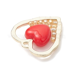 合金ガラスシードビーズハートペンダント  アクリルと  レッド  22.5x20.5x6mm  穴：1.8mm&nbsp;PALLOY-MZ01122