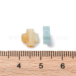 天然フラワーアマゾナイトビーズ  クロス  8x8x3mm  穴：1.2mm&nbsp;G-K369-04I