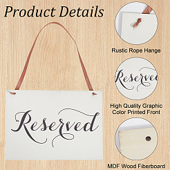 長方形の木製予約吊り下げサイン装飾  ロープ付き  ホームオフィスの装飾品  文字L  250x190x4.5mm  穴：4mm&nbsp;DJEW-WH20005-02B