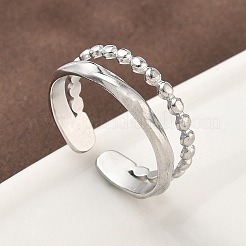 304 Stainless Steel Open Cuff Rings for Women&nbsp;RJEW-A079-04A-P