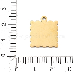 304ステンレススチールエナメルペンダント  18KGP本金メッキ  スクエアチャーム  チェリー  19.5x16.5x1.5mm  穴：2mm&nbsp;STAS-R169-03A-G