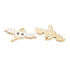 ハロウィンアロイエナメルペンダント  ライトゴールド  悪魔猫のチャーム  ホワイト  16.5x26.5x1.5mm  穴：1.5mm&nbsp;ENAM-Z022-02E