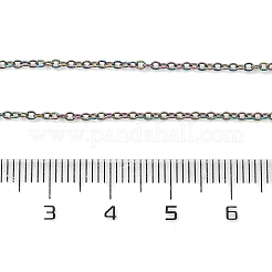 イオンプレーティング(IP) 304 ステンレススチール アズキチェーンネックレス メンズ レディース  虹色  15.75インチ（40cm）&nbsp;STAS-G299-04M