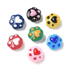 手作りのガラスエナメルビーズ  足跡  染め＆加熱  ミックスカラー  13.5x15x9~9.5mm  穴：1mm&nbsp;GLAA-K070-08