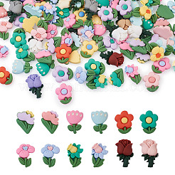 オペーク樹脂カボション  花  ミックスカラー  29x18x6mm  120個/セット&nbsp;CRES-TA0001-04