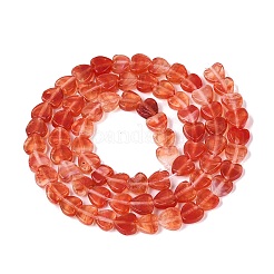 透明ガラスビーズ連売り  ハート  トマト  5~6x6x2mm  穴：0.5~0.6mm  約68~74個/連  14.57~16.14インチ（37~41cm）&nbsp;GLAA-Q106-06A-05