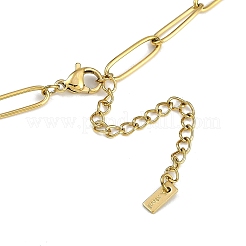 PVD 真空メッキ 304 ステンレススチール ハート タッセル ペンダント ペーパークリップ チェーン ネックレス  ゴールドカラー  18.50インチ（47cm）&nbsp;NJEW-I129-04G