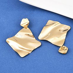 304ステンレススチールの菱形ダングルスタッドピアス  イオンプレーティング（ip）  18KGP本金メッキ  57.5x46.5mm&nbsp;EJEW-K268-79B-G