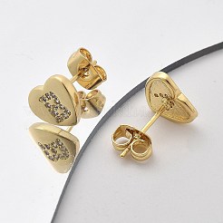 Rack Plating Brass Micro Pave Clear Cubic Zirconia Stud Earrings&nbsp;EJEW-K299-01G-B