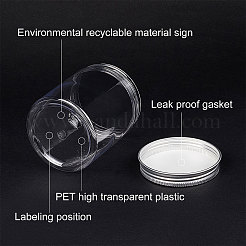プラスチック製の空の化粧品容器  アルミスクリュートップリッド付き  黒板ステッカーラベル付き  透明  8.6x7.1cm  容量：250ミリリットル&nbsp;CON-BC0006-05F