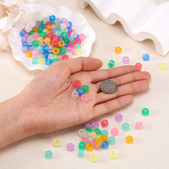 450 個 9 色の透明 & 蓄光プラスチックビーズ  艶消し  暗闇で光る  バレル  ミックスカラー  9x6mm  穴：3.8mm  50個/カラー&nbsp;KY-TA0001-35
