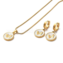 Ion Plating(IP) Butterfly 304 Stainless Steel Enamel Jewelry Set&nbsp;SJEW-H306-08G