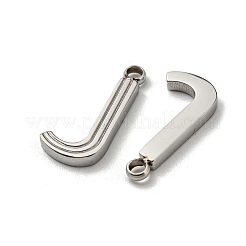 変色しない304ステンレススチールペンダント  文字チャーム  文字J  14.5x7x1.5mm  穴：1.6mm&nbsp;STAS-L022-022P-J
