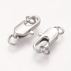 真鍮カニカン  はんだ付け丸カン付き  プラチナ  留め金：10.5x5mm  はんだ付けされた丸カン：4x0.7~0.8mm  内径：1.5mm&nbsp;X-KK-KK801-P