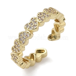 Brass Micro Pave Cubic Zirconia Cuff Rings&nbsp;RJEW-H256-21G