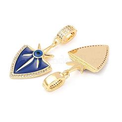 Brass Micro Pave Clear Cubic Zirconia Enamel Pendants&nbsp;KK-G543-11G-03