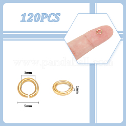 304ステンレススチールオープン丸カン120個  ゴールドカラー  18ゲージ  5x1mm  内径：3mm&nbsp;STAS-UN0060-83B